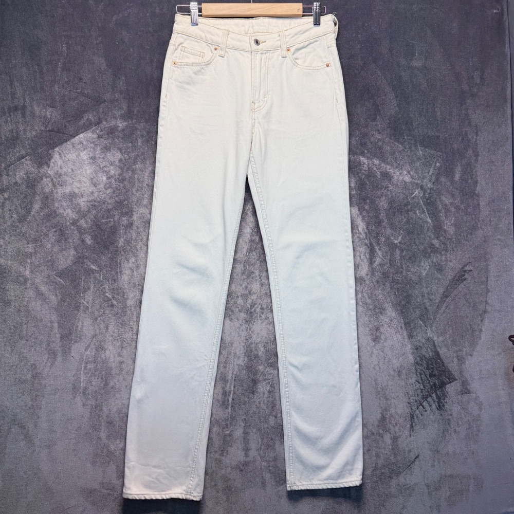 &Denim Jeans Womens Size 2 White Cotton Straight Regular Mid Waist Casual